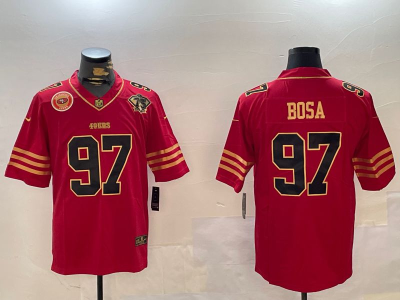 Men San Francisco 49ers #97 Bosa Red Gold 2024 Nike Limited NFL Jersey style 12305